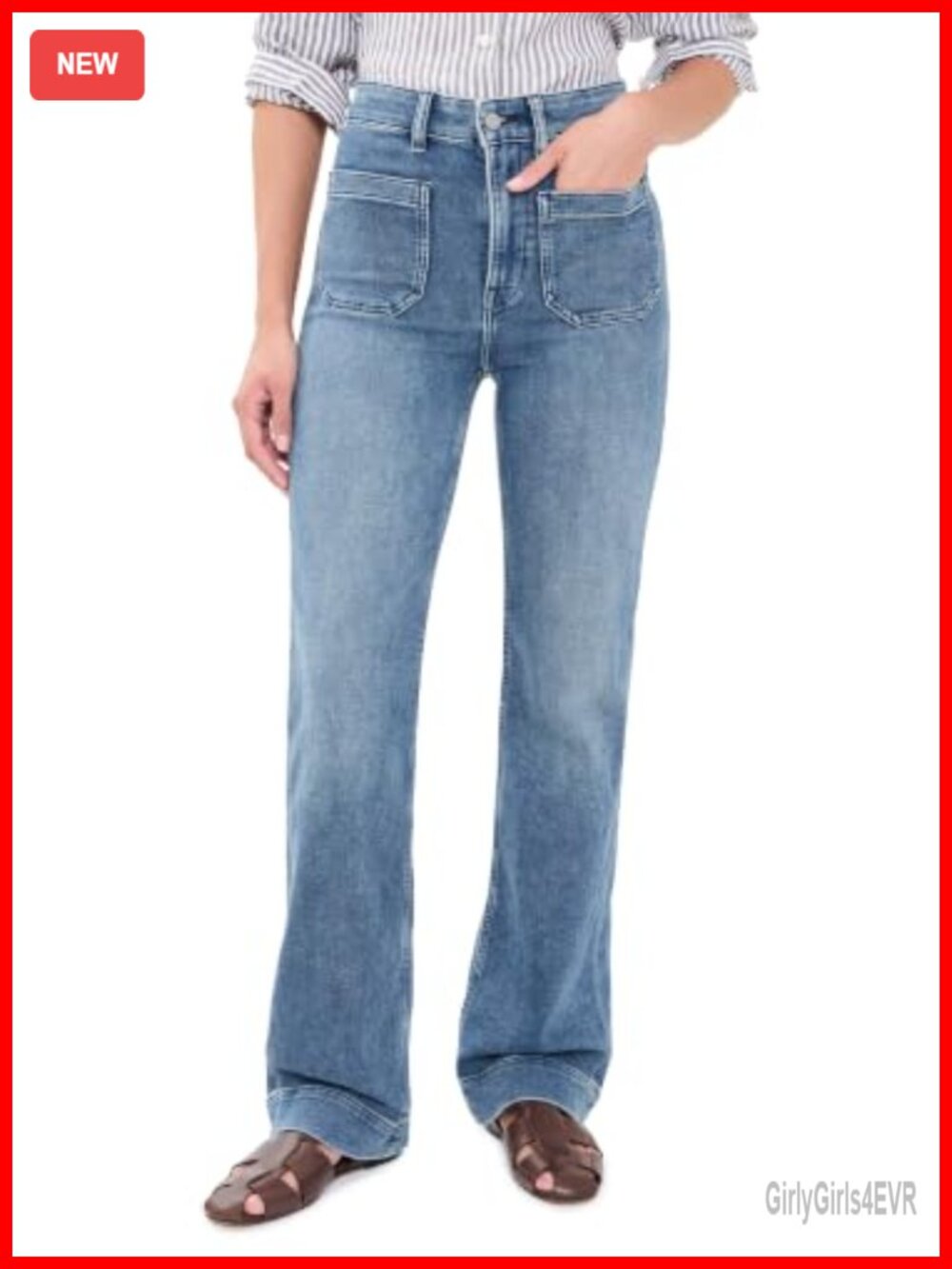 Stretch Terry Patch Pocket Pants High Rise Straight Sweatpants